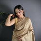 Joban Fashion Ivory Banarasi Soft Lichi Silk Checks & Woven Saree | Swadesiicart