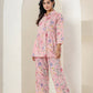 Kaajh Women's Baby Pink Printed Cotton Co-ord Set - Swadesiicart