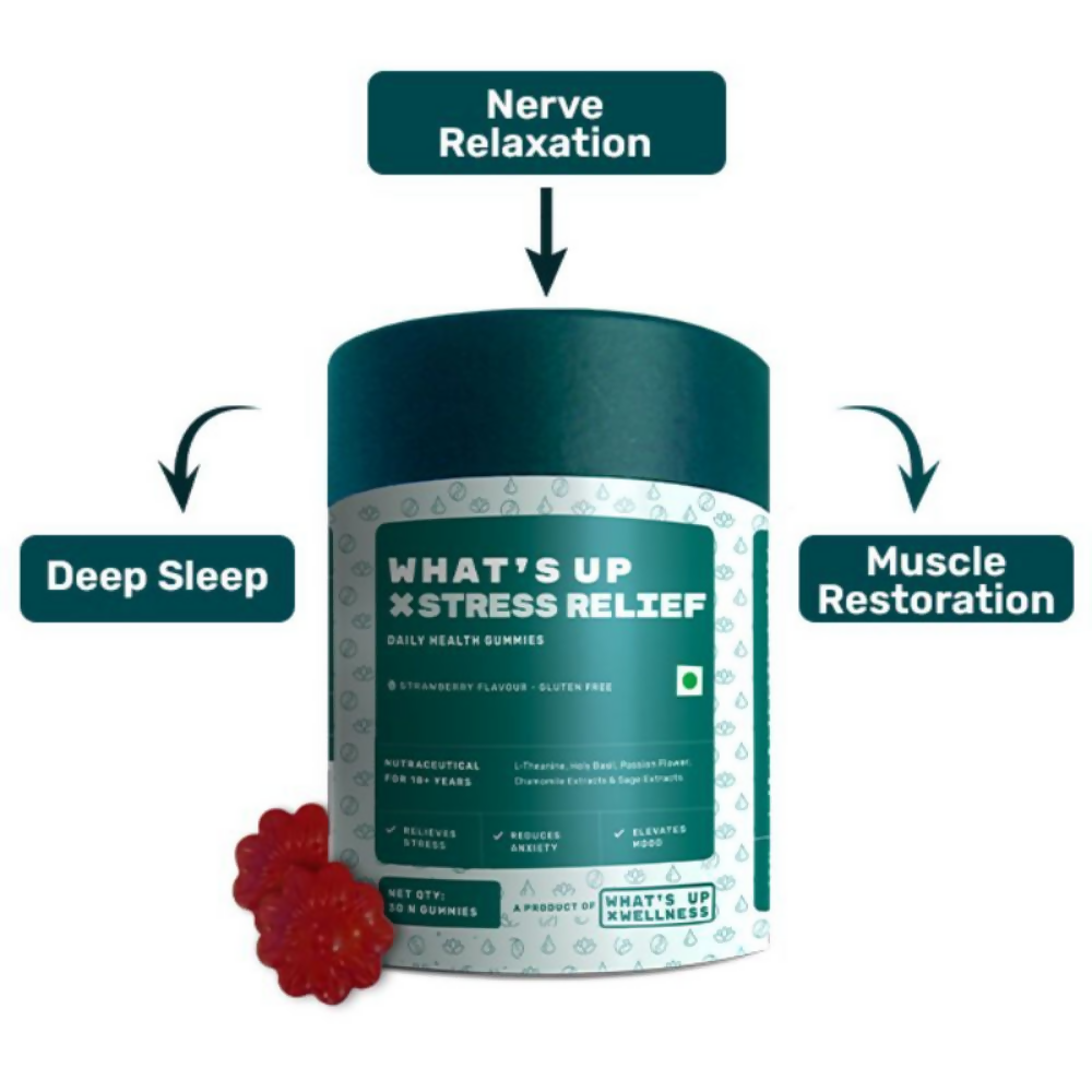 What's Up Wellness Stress & Anxiety Relief Gummies - Strawberry Flavor - Swadesiicart