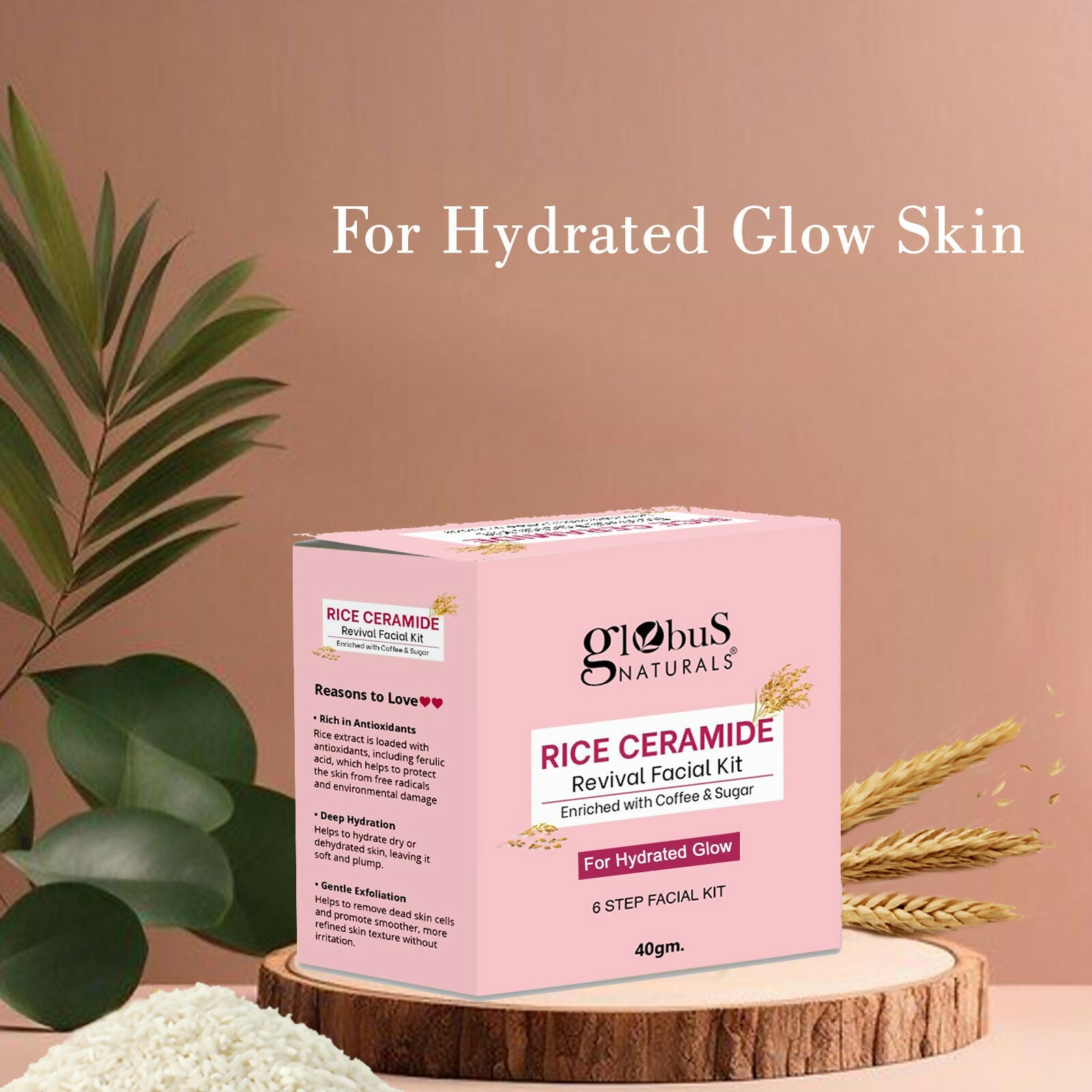 Globus Naturals Rice Ceramide 6 Step Facial Kit For Korean Glass Skin | Swadesiicart