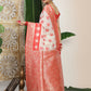 Shree Shyam Fashion Linen Cotton Red & White Saree