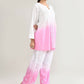 Joban Fashion Womens Cotton ChikanKari Pink & White Cord set - Swadesiicart