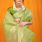 Jyoti Fashion Women's Green Kanjivaram Silk Zari Woven Saree with Blouse | Swadesiicart
