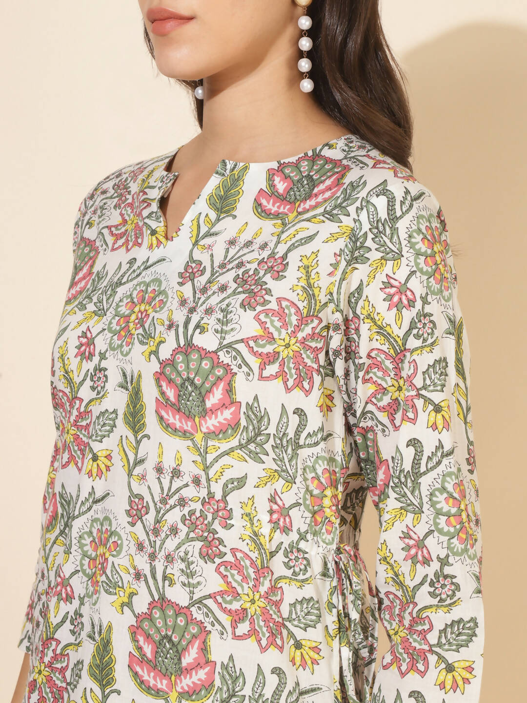 Janasya Women's White Cotton Printed Casual Regular Co-ords - Swadesiicart