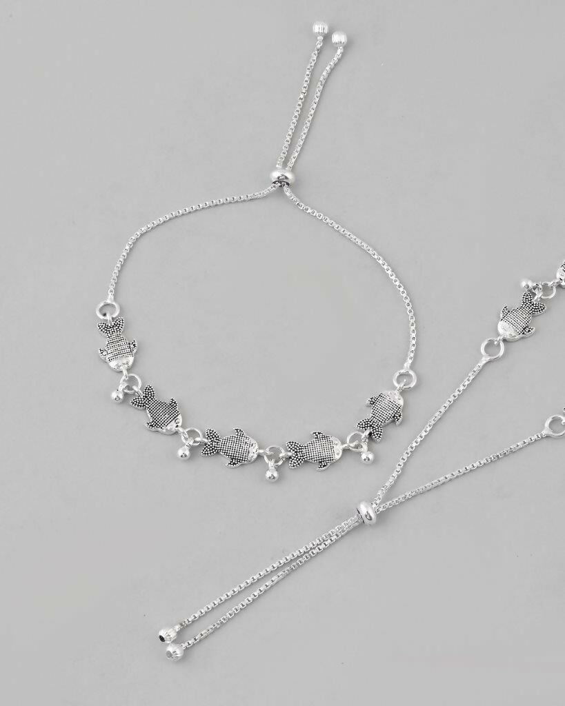 VOJ Set of 2 Traditional Fish Shapped Designer Anklet - Swadesiicart