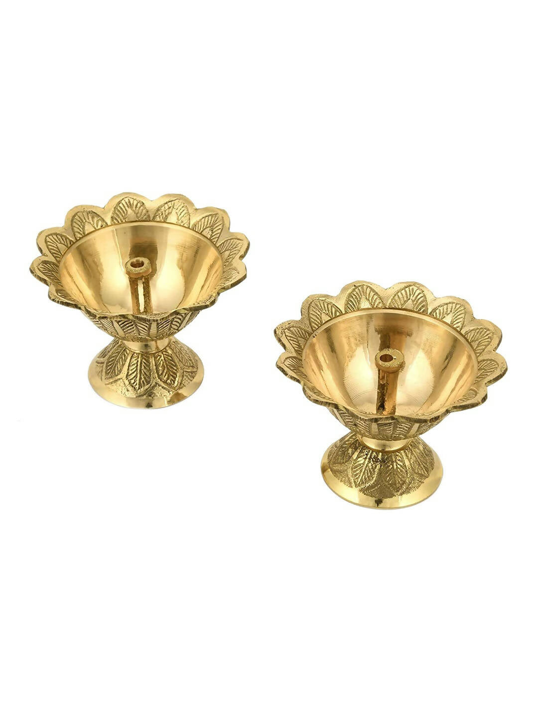 CraftVatika Gold-Toned Brass Engraved Diya | Swadesiicart