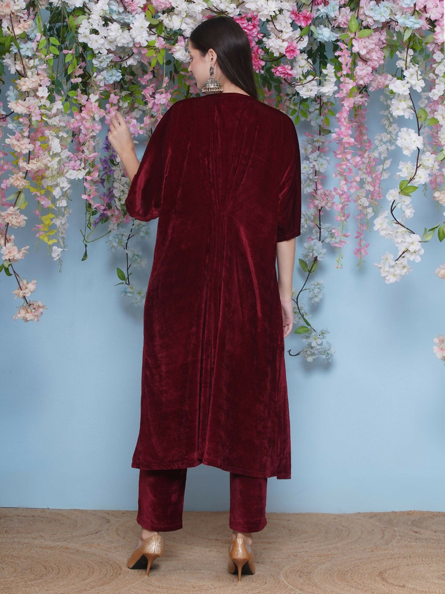 Joban Fashion Maroon Hand Embellished Coord Set - Swadesiicart