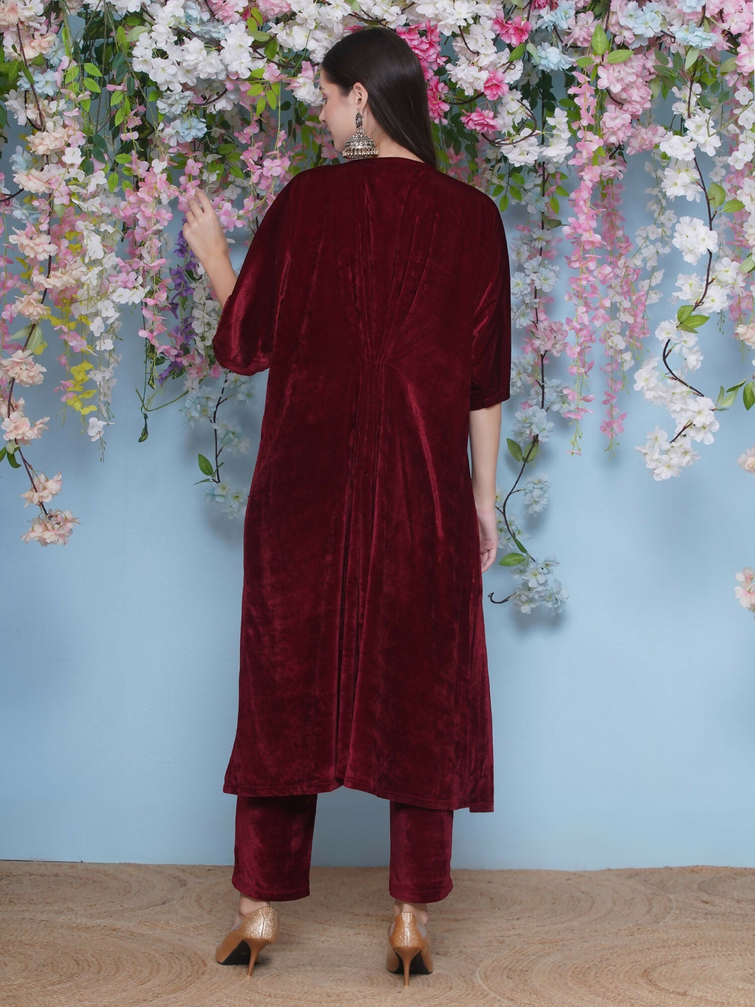 Joban Fashion Maroon Hand Embellished Coord Set - Swadesiicart