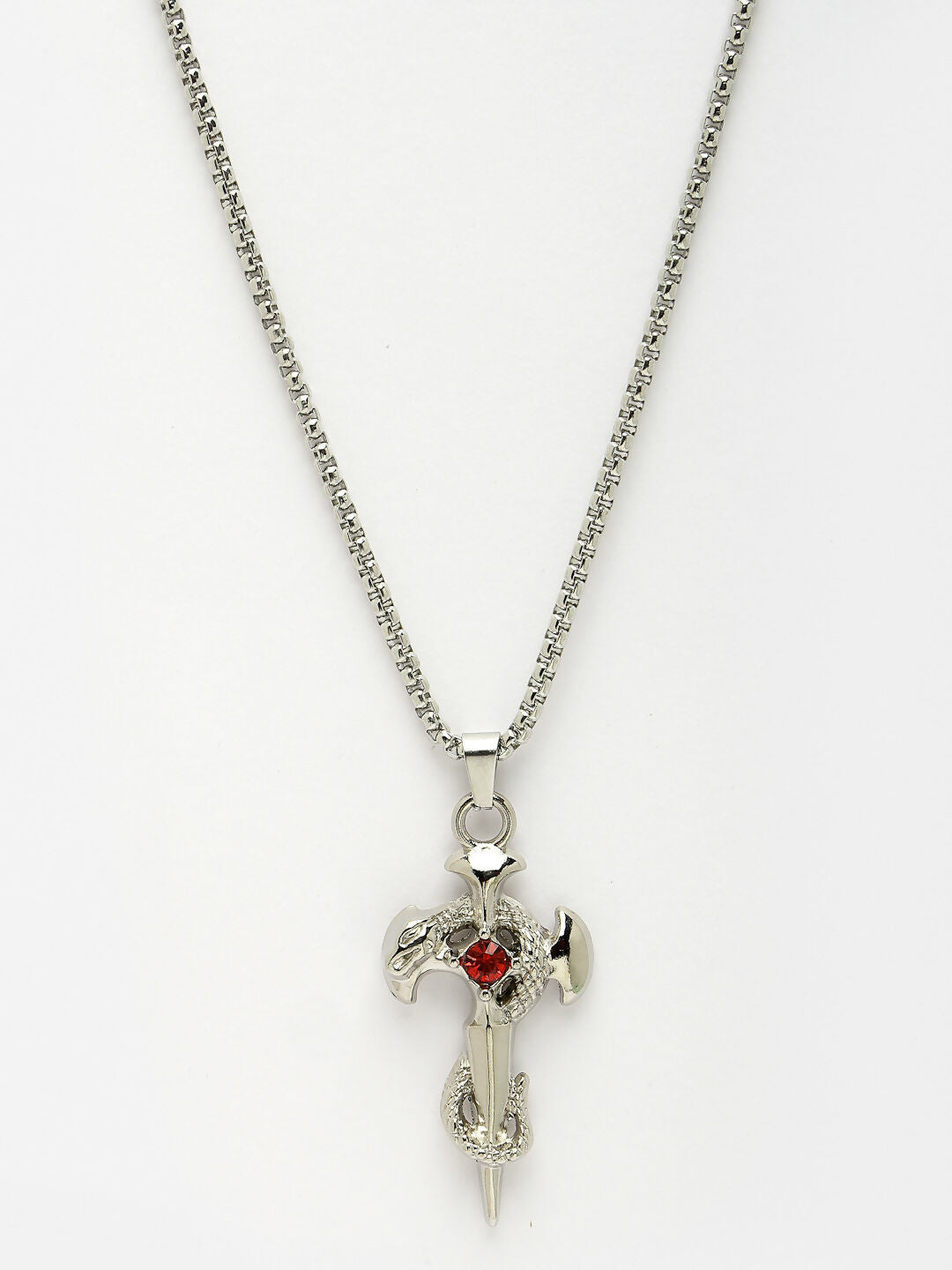 NVR Men's Silver-Plated Stainless Steel Pendant with Chain - Swadesiicart