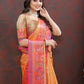 Lorenvalley Fashion Orange Kanjivaram Silk Woven Design with Zari Weaving Saree - Swadesiicart