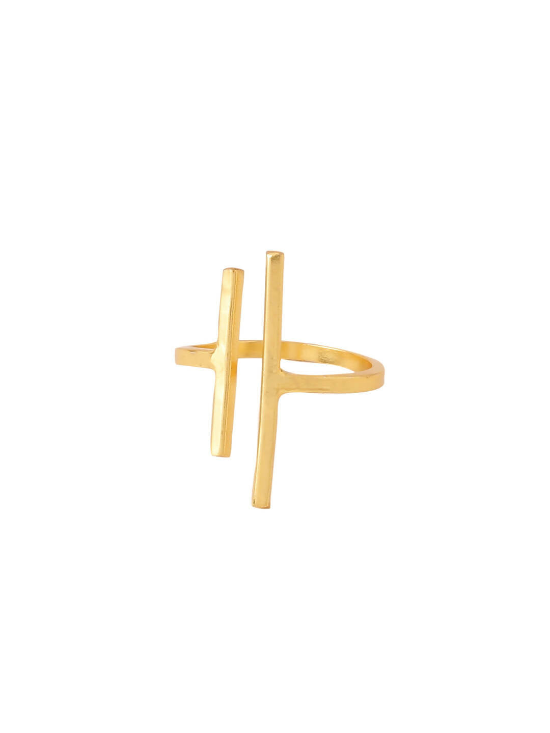 NVR Women's Western Gold-Polished Ajustable Finger Ring | Swadesiicart