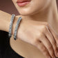 NVR Women's Set of 2 Silver-Toned German Silver Floral Oxidised Kada Bangle - NR Retail-NVR