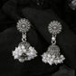 NVR Women Silver Toned Dome Shaped Jhumkas Earrings | Swadesiicart