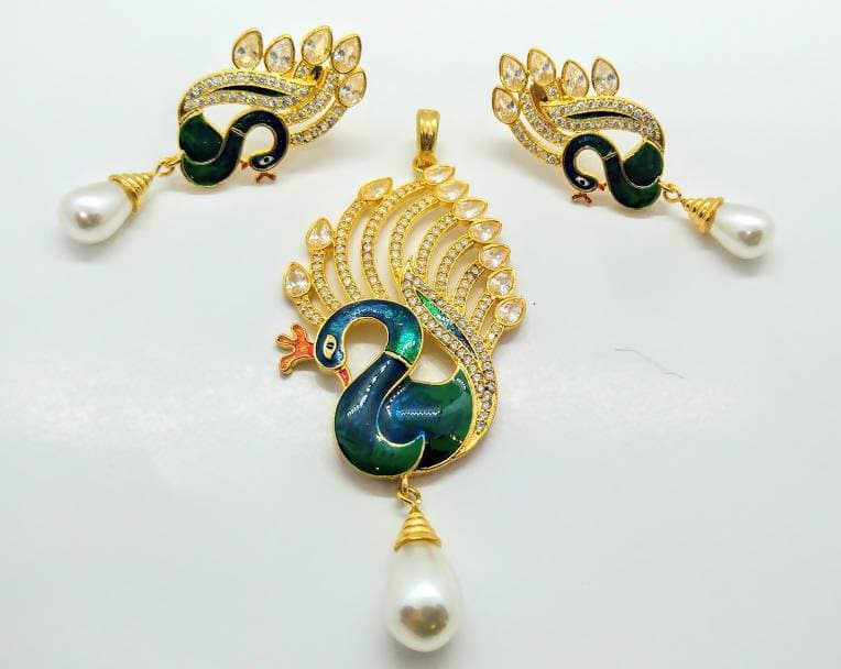 AD Peacock Pendant Set | Swadesiicart
