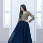 Jyoti Fashion Women's Navy Blue Sequence Zari Embroidered Faux Blooming Anarkali Dress | Swadesiicart