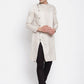 Even Apparels Beige Rayon Men's Sherwani Kurta With Asymetrical Cut | Swadesiicart