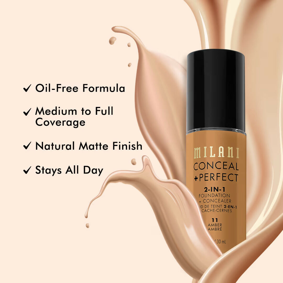 Milani Conceal + Perfect 2-In-1 Foundation + Concealer - Amber | Swadesiicart