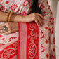 Shree Shyam Fashion Linen Cotton Red & White Saree
