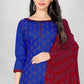 Blue Cotton Printed Unstitched Dress Material - Amara
