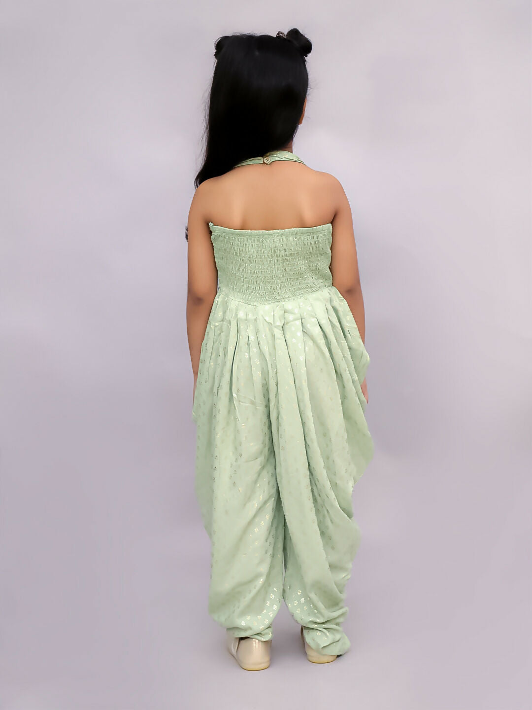 Lil Drama Fusion Fair Girls Green Dhoti Jumper | Swadesiicart