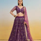 Aastha Fashion Dark Purple Butterfly Net Tone To Tone Thread Work, Sequence Work And Original Mirror Work Embroidery Wedding Wear Lehenga Choli