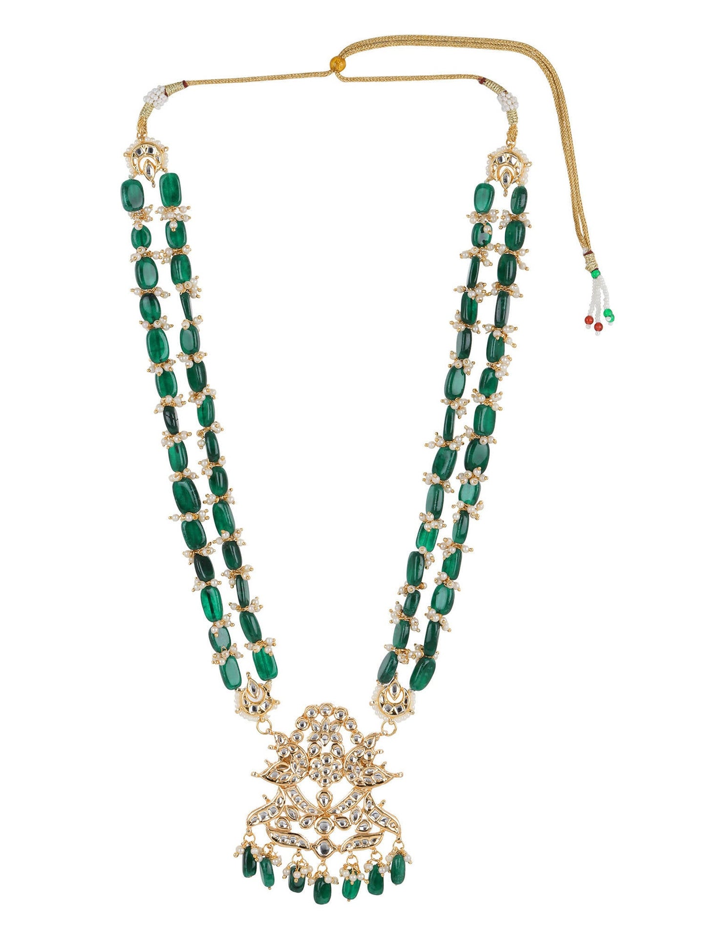 Gold-Toned Green Brass Gold-Polished Necklace - Ruby Raang | Swadesiicart