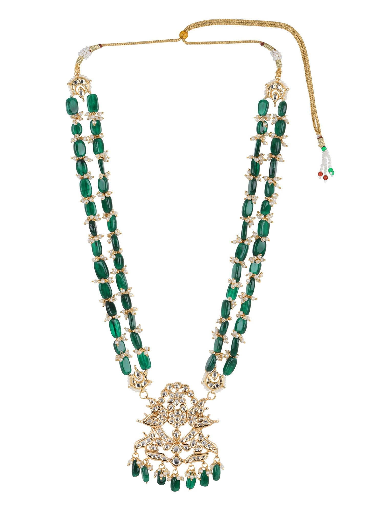 Gold-Toned Green Brass Gold-Polished Necklace - Ruby Raang | Swadesiicart