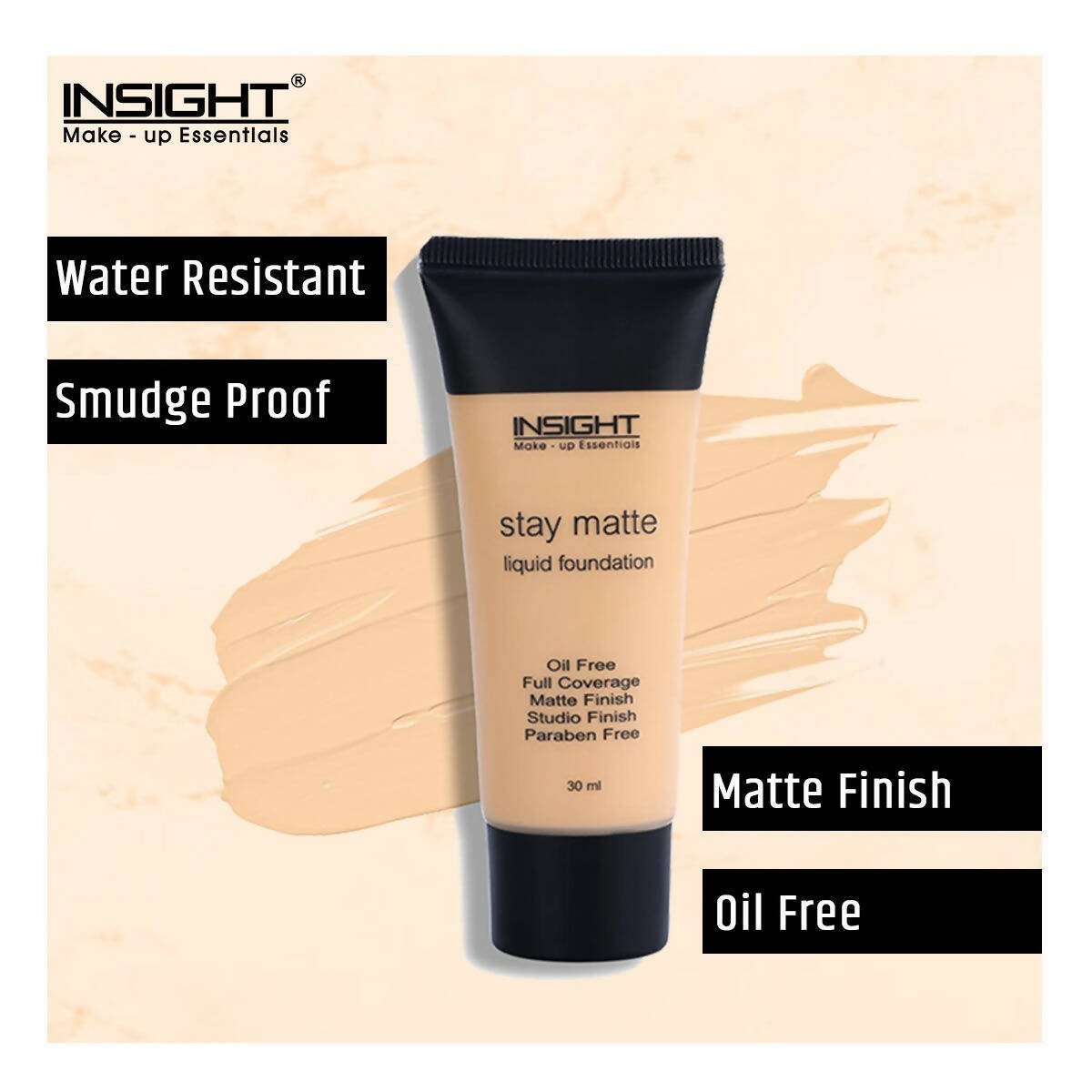 Insight Cosmetics Stay Matte Liquid Foundation - Soft Tan - Swadesiicart