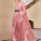 Sea Pink Pure Satin Zari Weaving Wedding Festive Saree - Emponline | Swadesiicart
