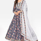 NOZ2TOZ Women Blue Anarkali Kurta With Pant & Dupatta (3pcs set) - Noz2Toz