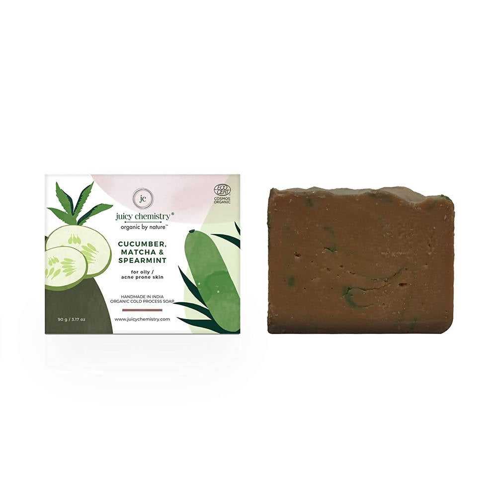 Juicy Chemistry Cucumber, Matcha & Spearmint Soap For Oily & Acne Prone Skin | Swadesiicart