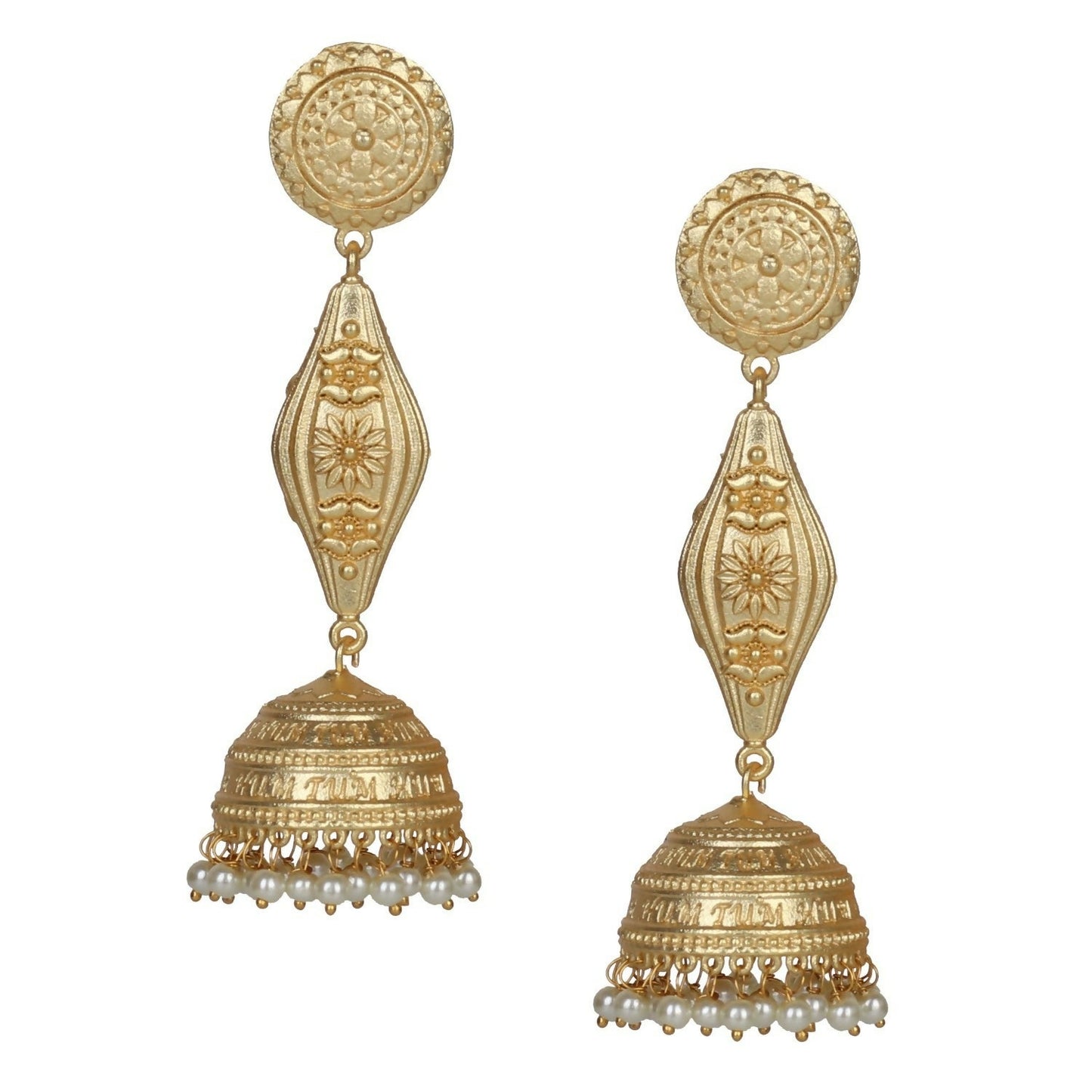 Joban Fashion Women Matte Gold Brass Jhumka | Swadesiicart