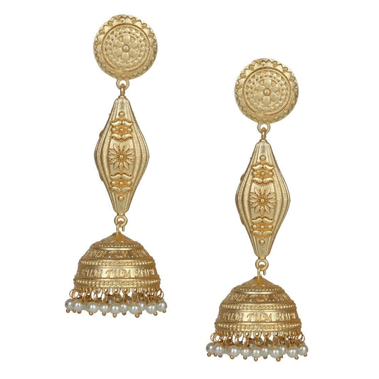 Joban Fashion Women Matte Gold Brass Jhumka | Swadesiicart