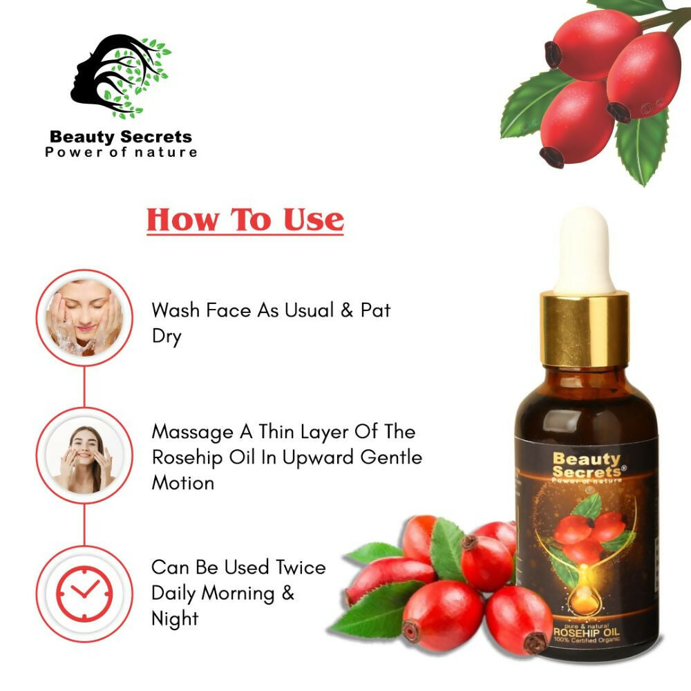 Beauty Secrets Certified Organic Rosehip Oil for Face and Body | Swadesiicart