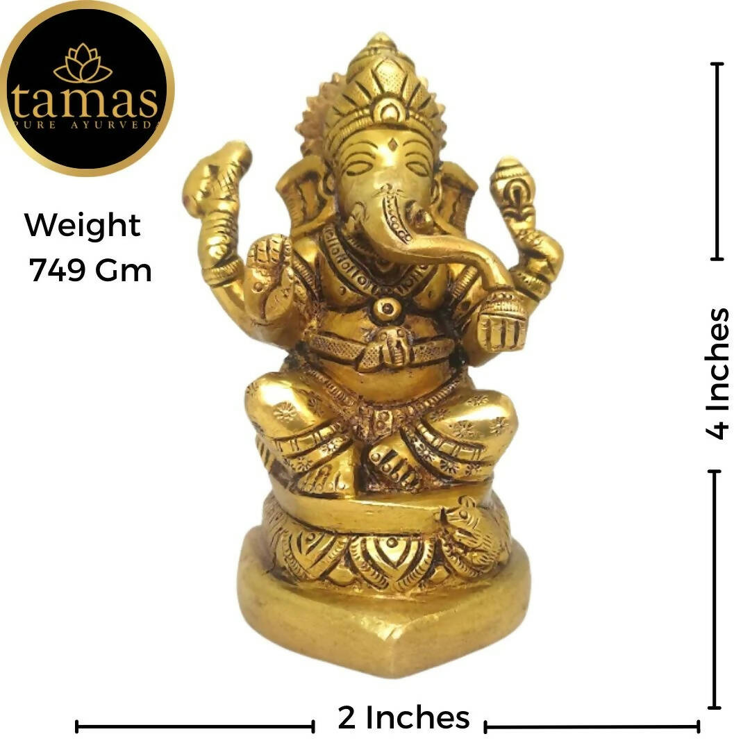 Tamas Brass Handmade Ganesh Statue | Good Luck & Prosperity | Golden - Swadesiicart
