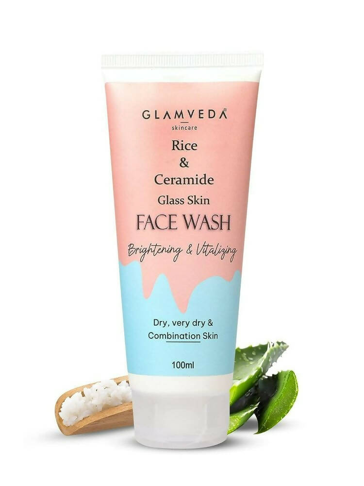 Glamveda Rice & Ceramide Glass Skin Face Wash - Swadesiicart