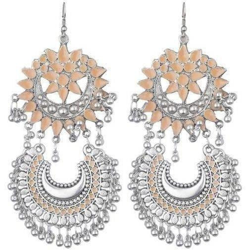 MS Fashion India Orange Color Star Shape Design Earrings With Half Moon Hangings | Swadesiicart