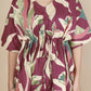 Breathables Women’S Loungewear Kaftan Cotton Wine Abstract Print Co-Ord Set