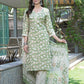 BulBul Fashionista Green Floral Cotton Kurta Set with Dupatta - Swadesiicart
