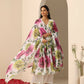 Pomcha Jaipur White Gul Gulistan Anarkali Set | Swadesiicart