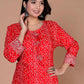 Miravan Women's Festive Wear Red Bandhani Printed Straight Kurta - Swadesiicart