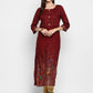 NOZ2TOZ Women's Maroon Printed Kurta- (1pc set) - Swadesiicart