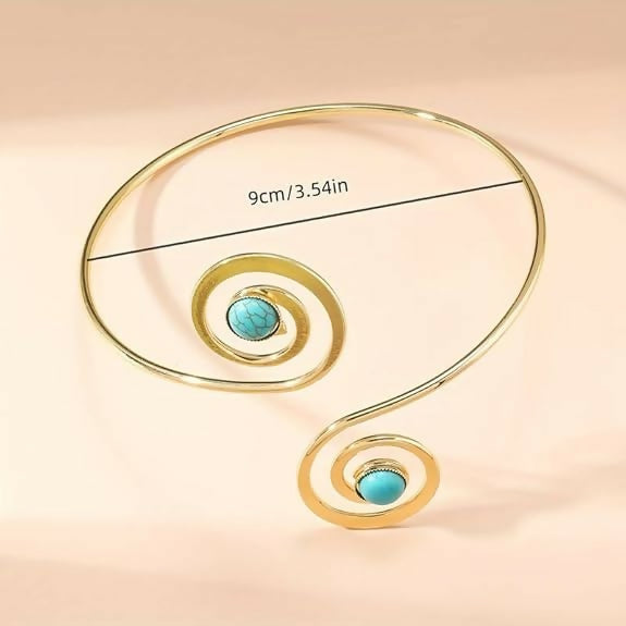 Joban Fashion Sky Blue Alloy Fancy Spiral Cuff Armlet | Swadesiicart