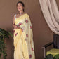 Vamsee Fana Yellow Georgette Silk Saree - Swadesiicart