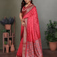 Joban Fashion Carrot Red Woven Design Banarasi Silk Sarees | Swadesiicart
