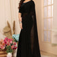 Aafreen Partywear Designer Black Satin Chiffon Fancy Saree