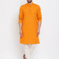 Even Apparels Pure Cotton Men's Kurta With Band Collar in Yellow Color | Swadesiicart