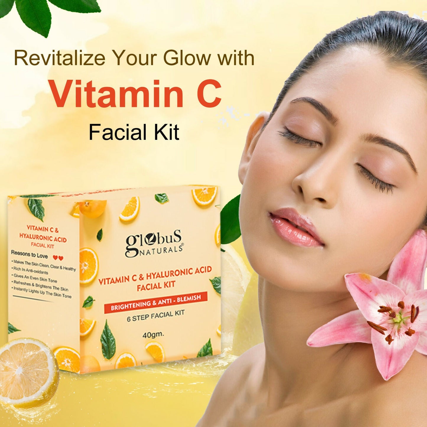 Globus Naturals Vitamin C & Hyaluronic Acid Facial Kit | Swadesiicart