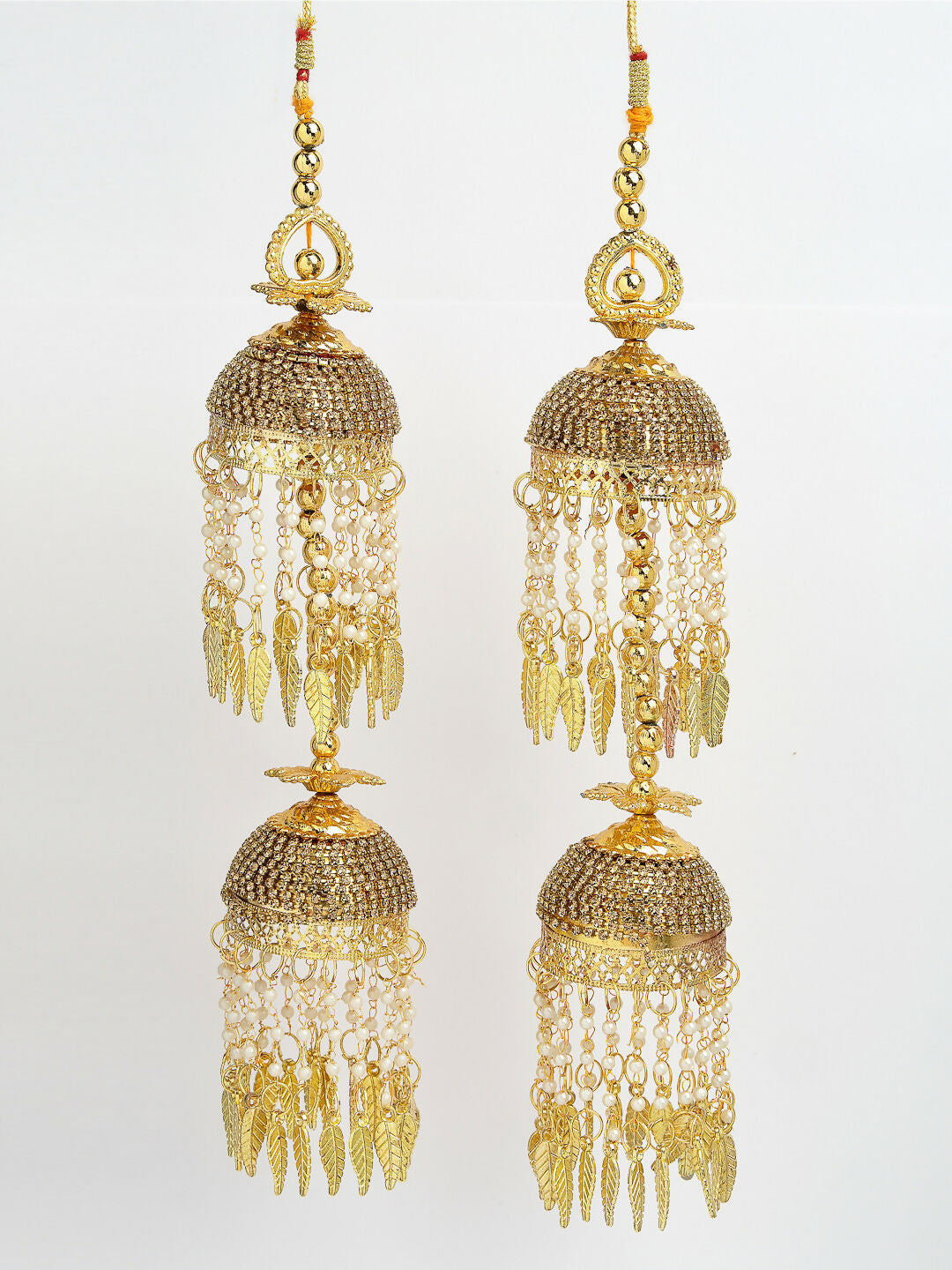 NVR Women's Pack Of 2 Gold-Polished Stone Studded Bridal Layered Kaleera Sets - Swadesiicart