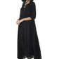 Women's Black Flared Kurti With Front Round Neck And Back Neck With Deep With Dori And Tassels - G & A Apparels | Swadesiicart